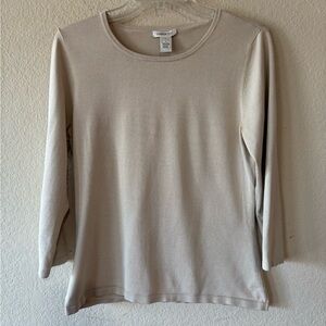 Harold’s Silk 3/4‎ Sleeve Tee Cream Colored Size L